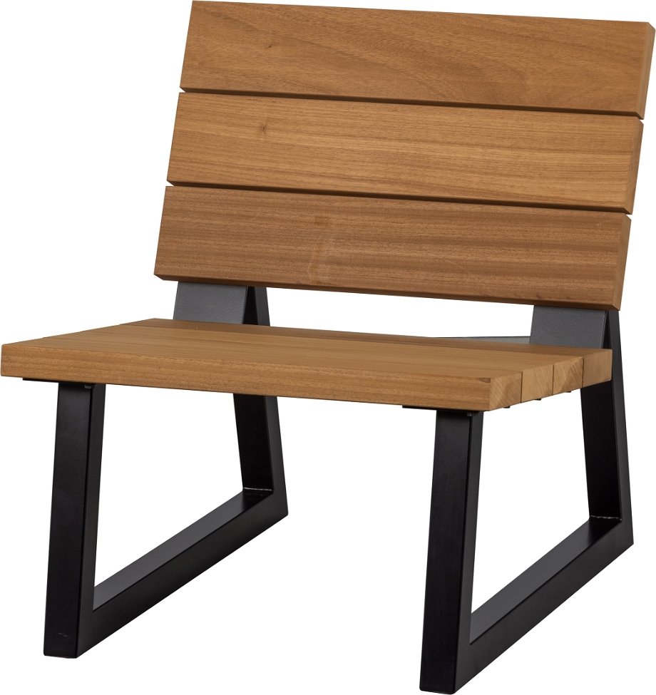 Udendørs Lænestol Woood Banco Fsc Certificeret Thermo Ayous Træ Mat Sort Metalstel H78b68l82 Natur Sort