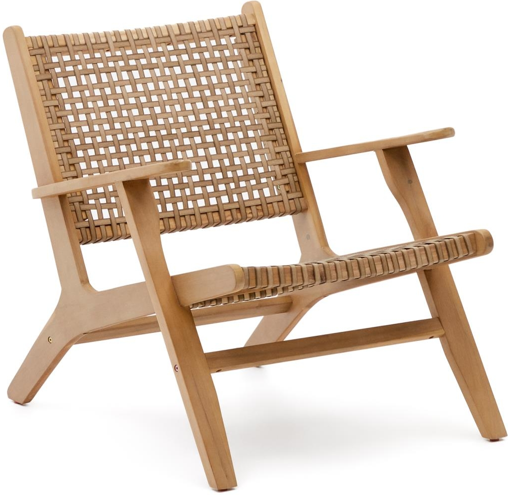 Udendørs Lounge Lænestol Kave Home Rigono Akacietræ Håndvævet Rattan Natur Beige H74b68l80