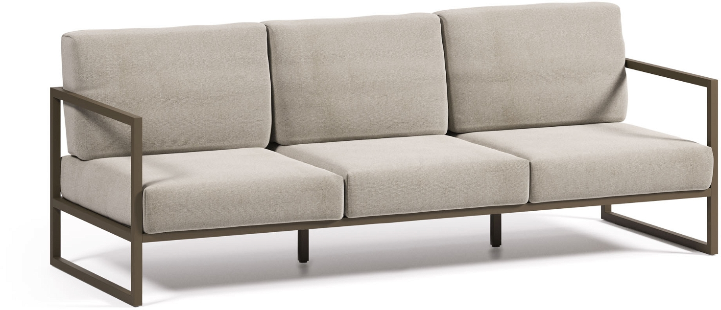 Udendørs Personers Sofa Kave Home Comova Gråt Crevin Stof Med Aluminiumsramme H85 B225 D85