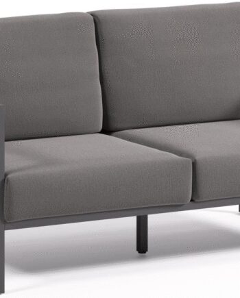 Udendørs Personers Sofa Kave Home Comova Sort Aluminium Med Aftagelige Hynder Genanvendt Crevin Stof