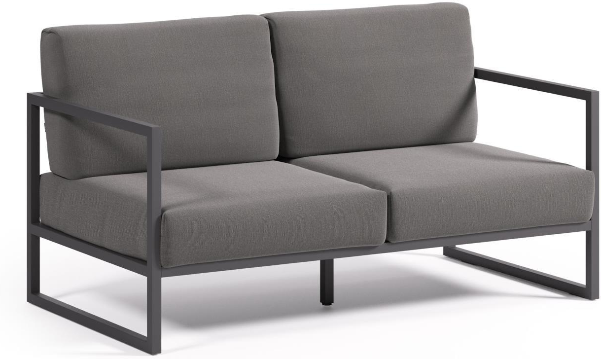 Udendørs Personers Sofa Kave Home Comova Sort Aluminium Med Aftagelige Hynder Genanvendt Crevin Stof