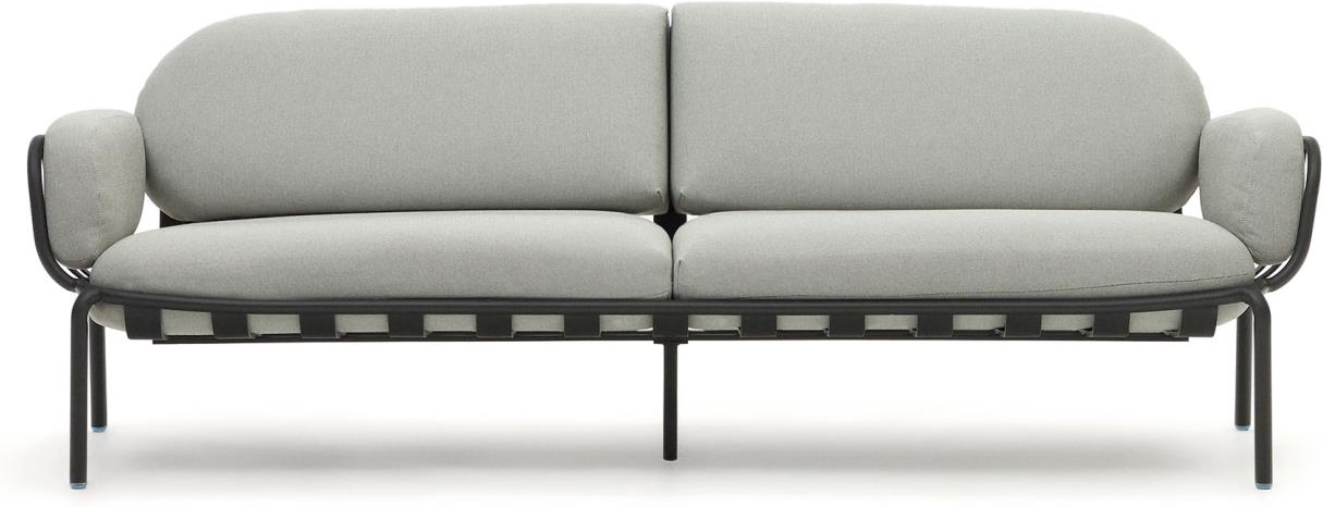 Udendørs Personers Sofa Kave Home Joncols Grå Nordisk Design Aluminium Med Aftagelige Puder