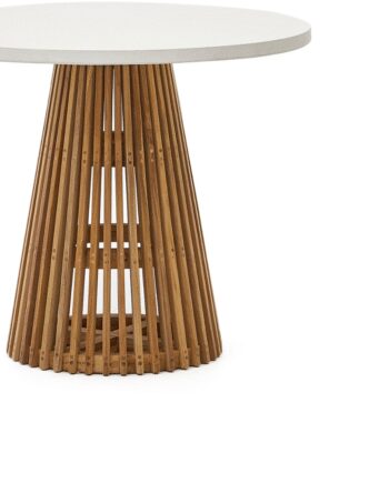 Udendørs Rundt Spisebord Kave Home Alcaufar ø90 Hvid Teak Fibercement