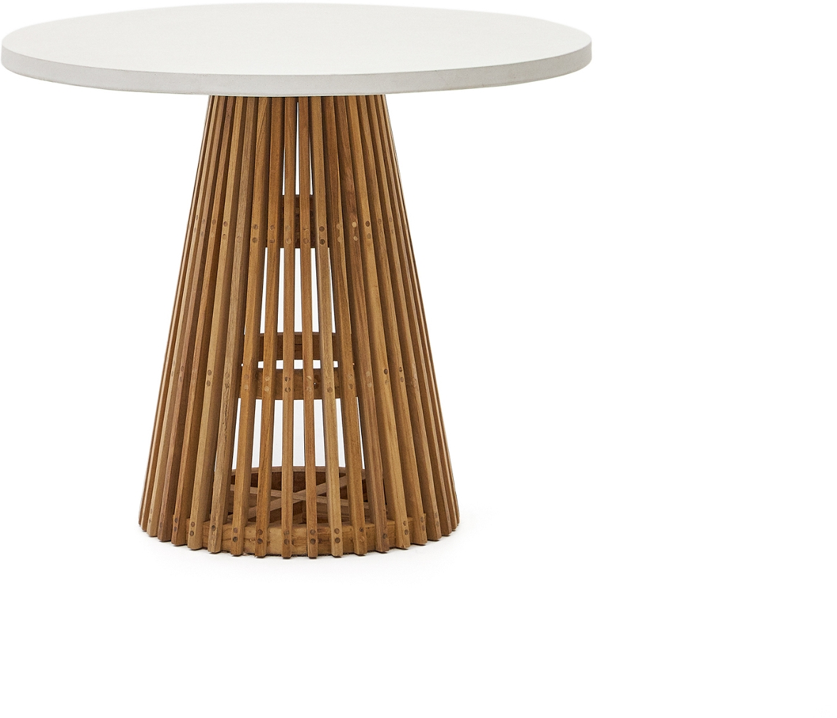 Udendørs Rundt Spisebord Kave Home Alcaufar ø90 Hvid Teak Fibercement