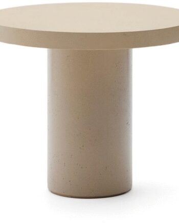 Udendørs Spisebord Kave Home Aiguablava Rund Cementfiber Beige ø90 H75