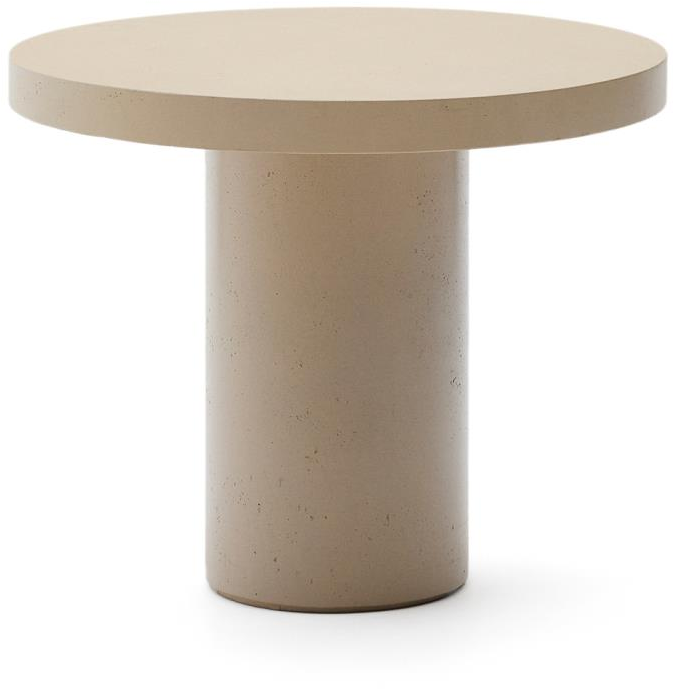 Udendørs Spisebord Kave Home Aiguablava Rund Cementfiber Beige ø90 H75