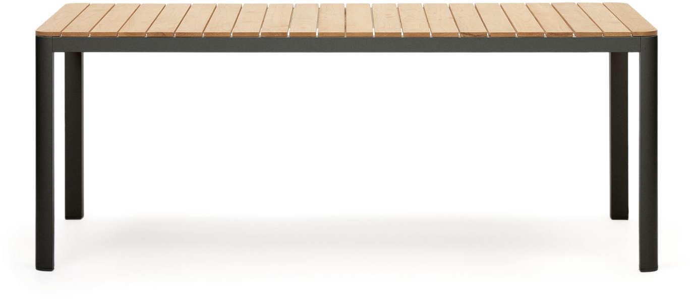Udendørs Spisebord Kave Home Bona Aluminium Teak 200100 Sort Natur Til Personer
