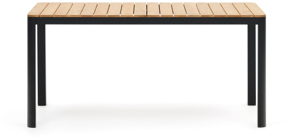 Udendørs Spisebord Kave Home Bona Personers Aluminium Teak 163x90 Sort Natur