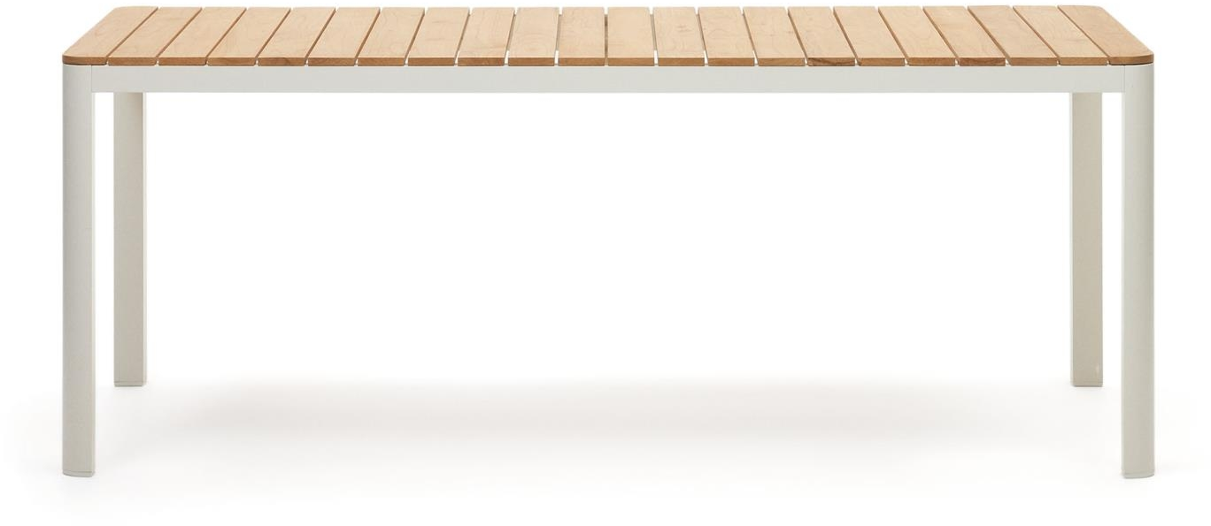 Udendørs Spisebord Kave Home Bona Serie 200100 Aluminium Teak Hvid Natur