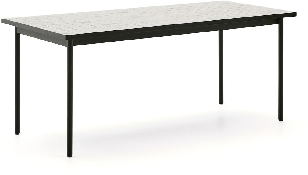 Udendørs Spisebord Kave Home Maurina 182 Mørkegrøn Keramisk Mosaik Galvaniserede Stålben