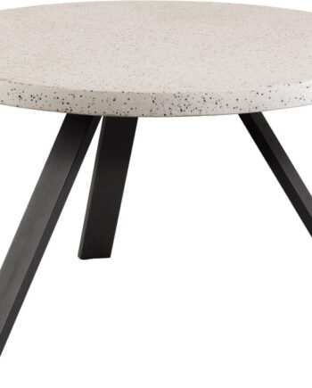 Udendørs Spisebord Kave Home Shanelle ø120 Terrazzo Top Hvid Sort Stålben