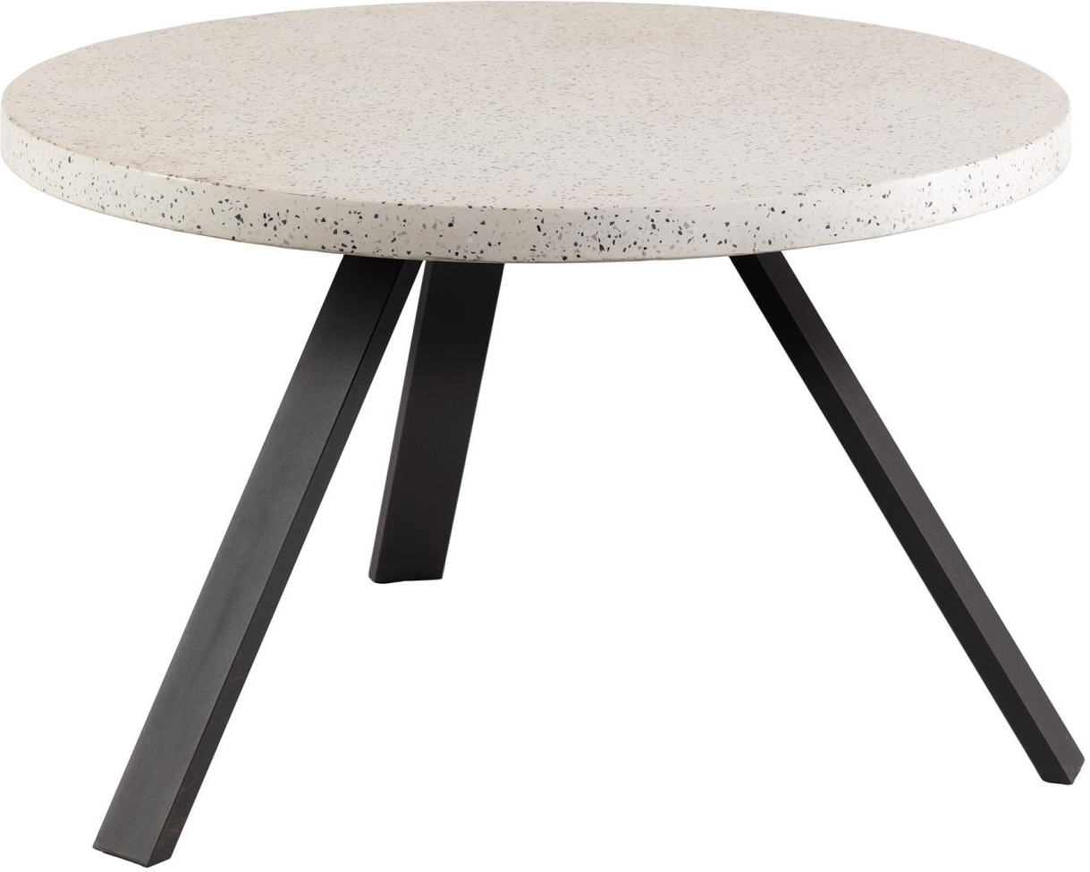 Udendørs Spisebord Kave Home Shanelle ø120 Terrazzo Top Hvid Sort Stålben