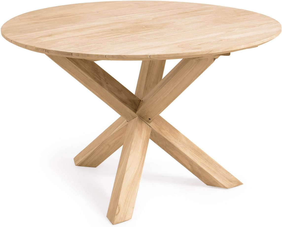 Udendørs Spisebord Kave Home Teresinha Rund Massivt Teak ø120 H76 Rustik Kolonial