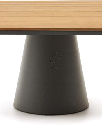 Udendørs Spisebord Kave Home Tudons Grafit Aluminium Teak 148x148 Personer