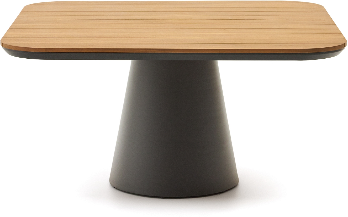 Udendørs Spisebord Kave Home Tudons Grafit Aluminium Teak 148x148 Personer