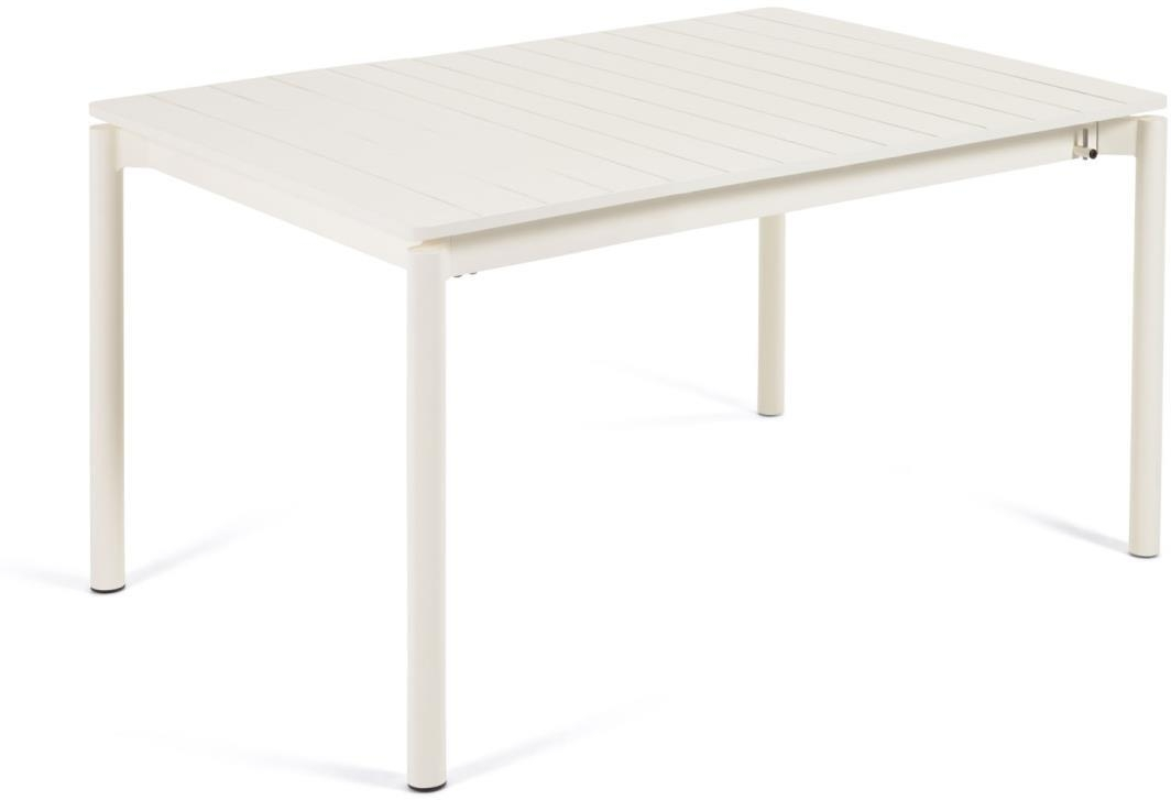 Udendørs Spisebord Med Udtræk Kave Home Zaltana Hvid Pulverlakeret Aluminium 200x90 260x75
