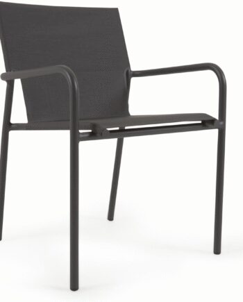 Udendørs Spisestol Kave Home Zaltana Sort Aluminium   Textilene Stabelbar