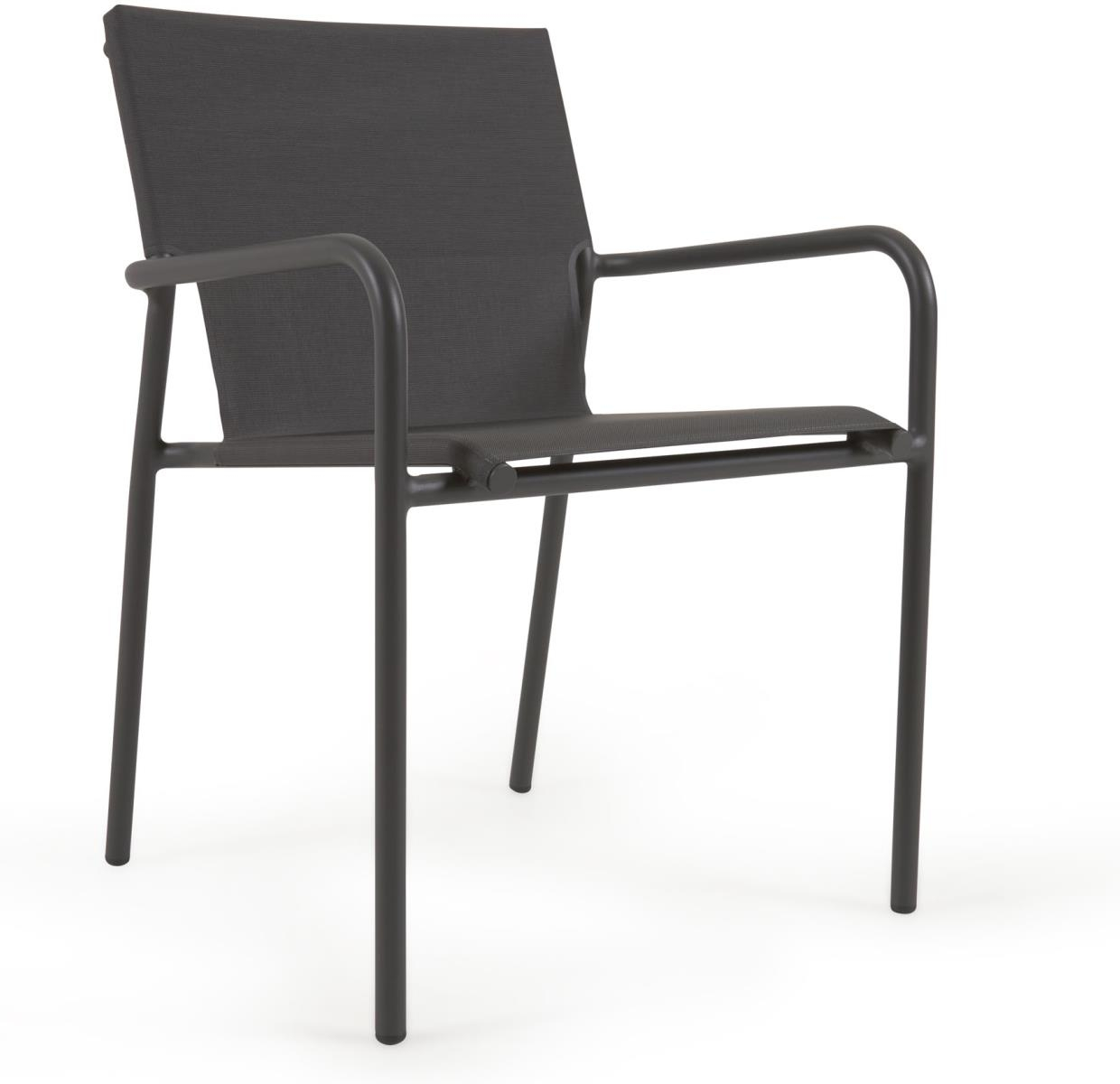 Udendørs Spisestol Kave Home Zaltana Sort Aluminium Textilene Stabelbar