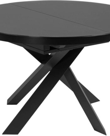 Udtrækkeligt Spisebord Kave Home Vashti Rund Satin Glas Stål ø120 160 Sort