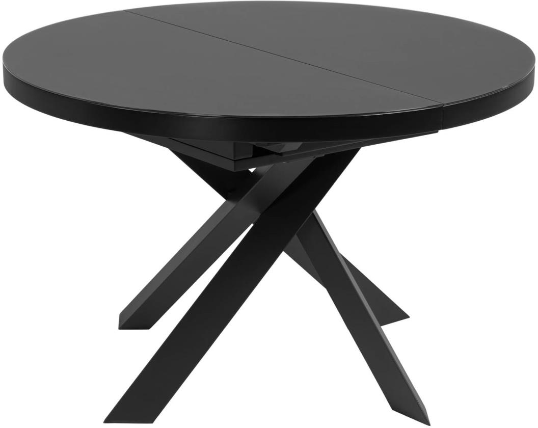 Udtrækkeligt Spisebord Kave Home Vashti Rund Satin Glas Stål ø120 160 Sort