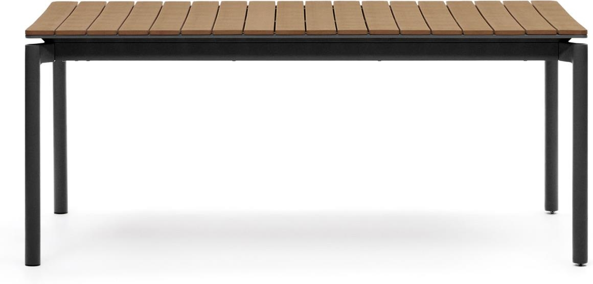 Udtrækkeligt Udendørs Spisebord Kave Home Canyelles Aluminium Moderne Nordisk Design Sort Brun