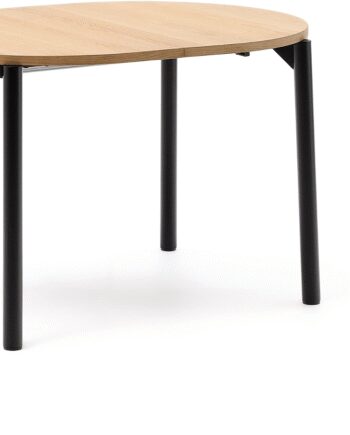 Udtræksbord Rundt Spisebord Kave Home Montuiri ø120 200 Mdf Stål Natur Sort