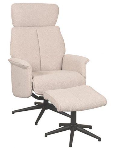 Verdal Rotrbar Lænestol Med Skammel Metal Boucl Polyester H109 Sort Natur