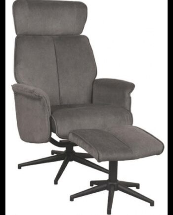 Verdal Rotrbar Lænestol Med Skammel Metal Polyester H109 Sort Antracit