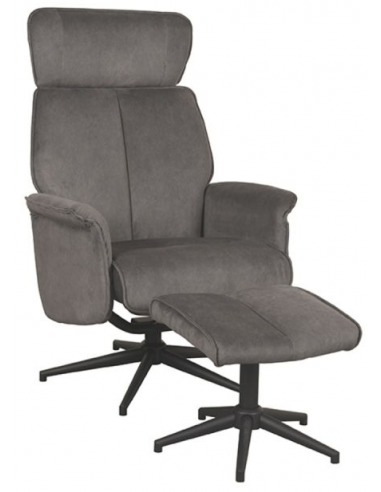 Verdal Rotrbar Lænestol Med Skammel Metal Polyester H109 Sort Antracit