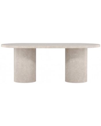 Vik Ovalt Spisebord Mdf H75 B200 D100 Beige Marmoriseret