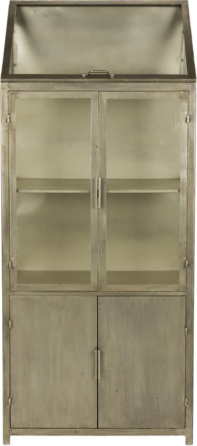 Vitrineskab Dutchbone Monviso Taupe Jern Med Glasdøre Guld Finish H151x64x35