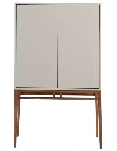 Vitrineskab Med Skabslåger Valnøddefinr Mdf H150 B90 D40 Valnød Beige Højglans