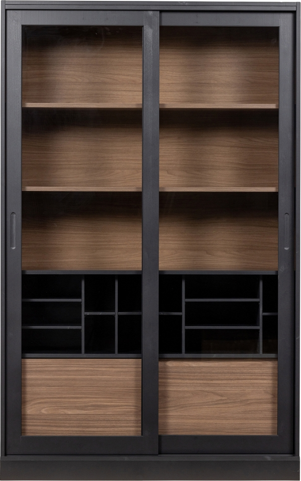 Vitrineskab Woood Exclusive James Fsc Certificeret Fyrretræ Glasvitrine Sort Natur 200x125x47